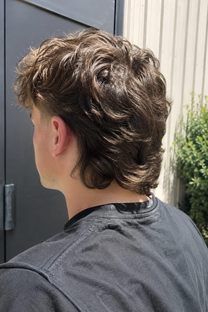 Moderner mullet von hinten schräg aufgenommen