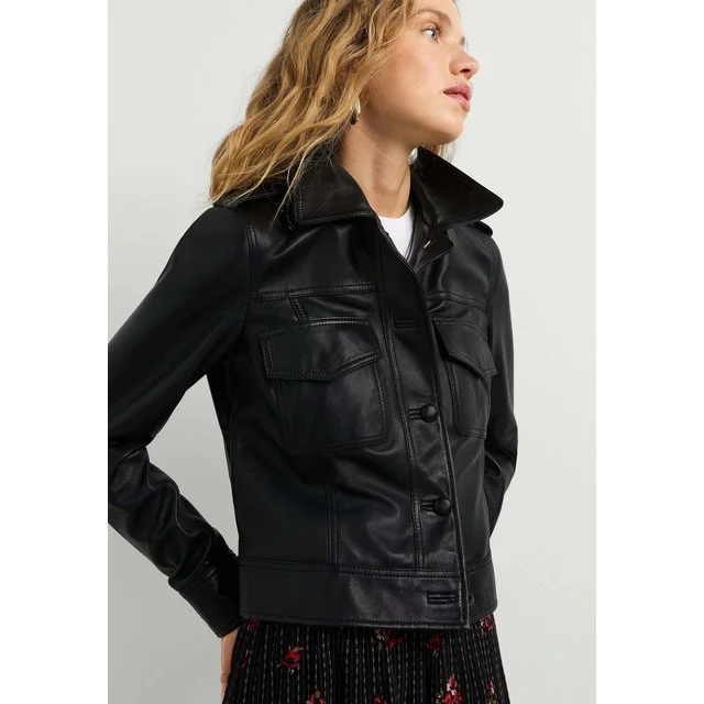 Pepe Jeans Lederjacke Nonde, BLACK