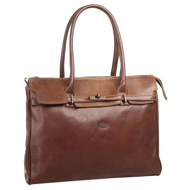 Piké Leder-Shopper, braun