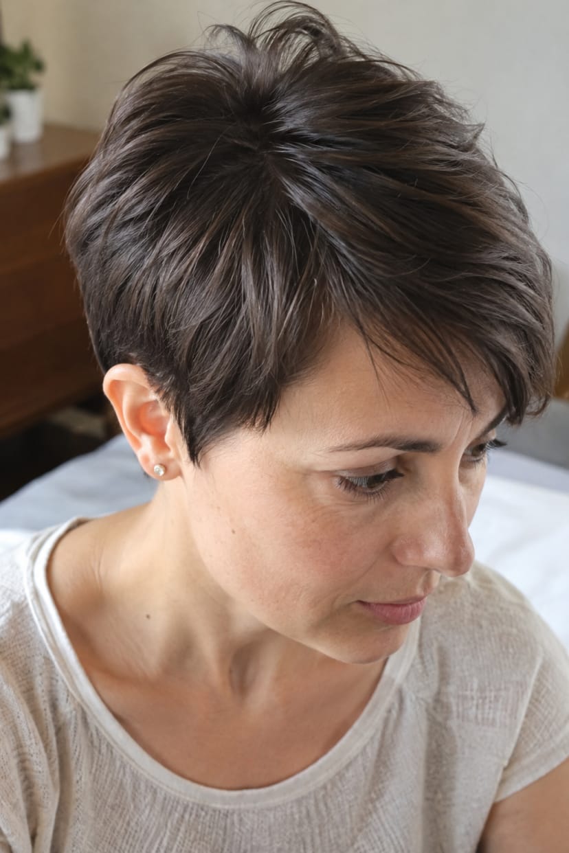 Pixie mit leichtem Volumen am Oberkopf