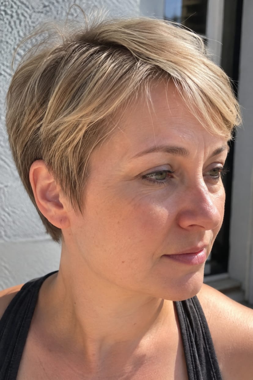 Nahaufnahme sanfter Pixie mit luftiger Textur