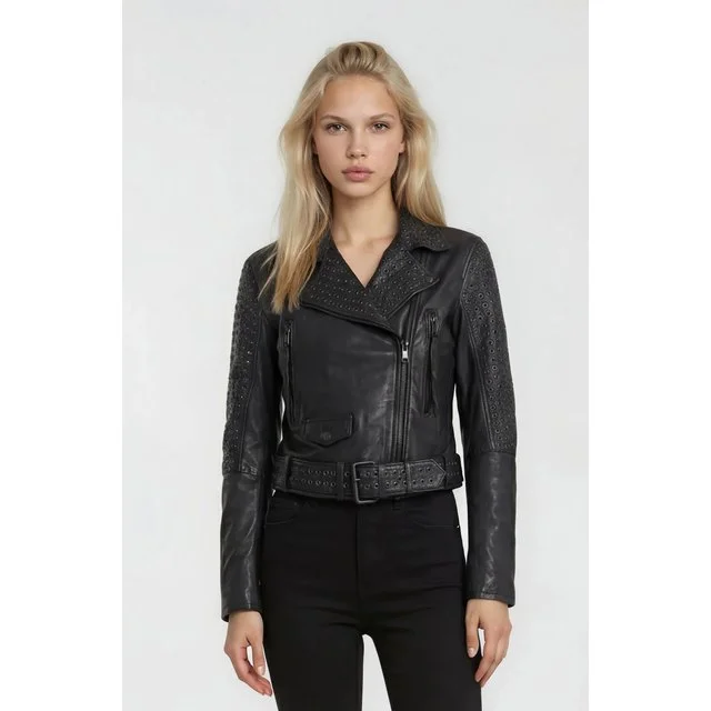 Trueprodigy Lederjacke Raven, Schwarz