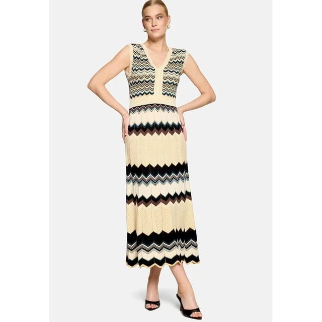 Zero Strickkleid mit Lurex, Nature/Brown