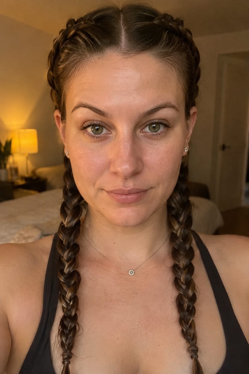 Nahaufnahme zweier symmetrischer Boxer Braids