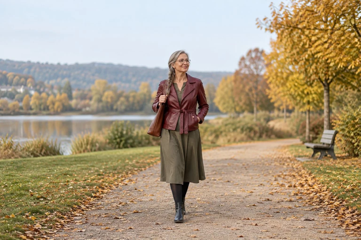 Frau ab 50 im Herbst-Outfit – Lederjacke im Herbst ab 50: 15 Outfit-Ideen
