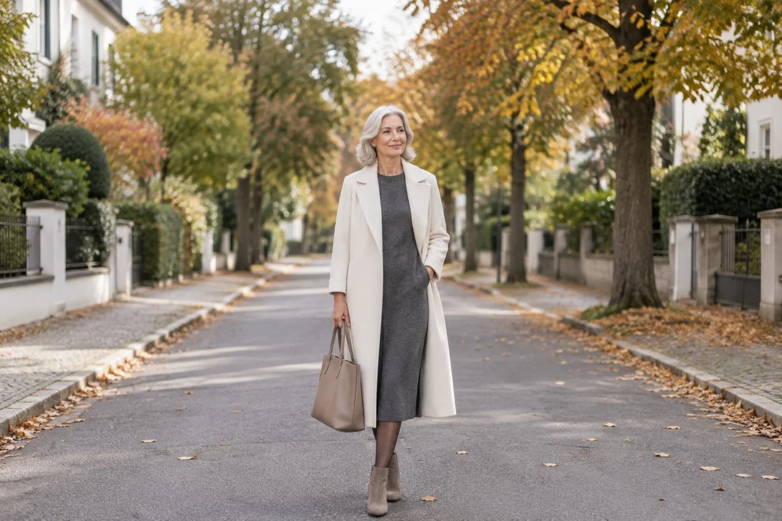Frau ab 50 im Herbst-Outfit – Lagenlook ab 50: so wirkt der Schichtlook nicht bauschig