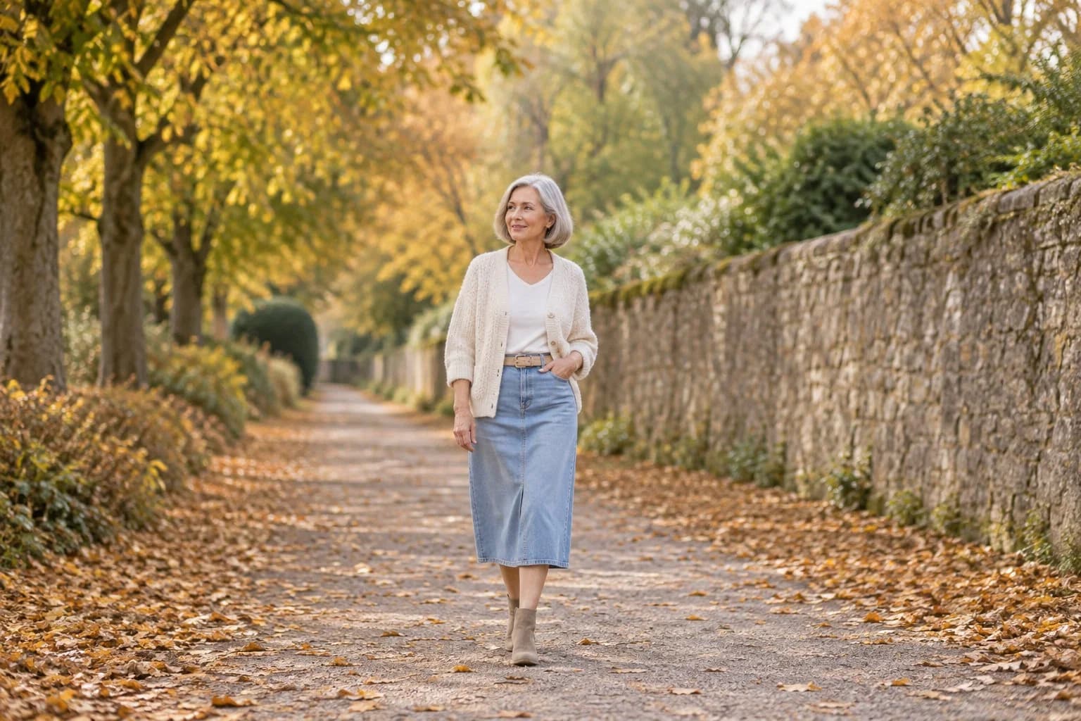 Frau ab 50 im Herbst-Outfit – Midirock ab 50: 15 Outfits für Herbst und Winter