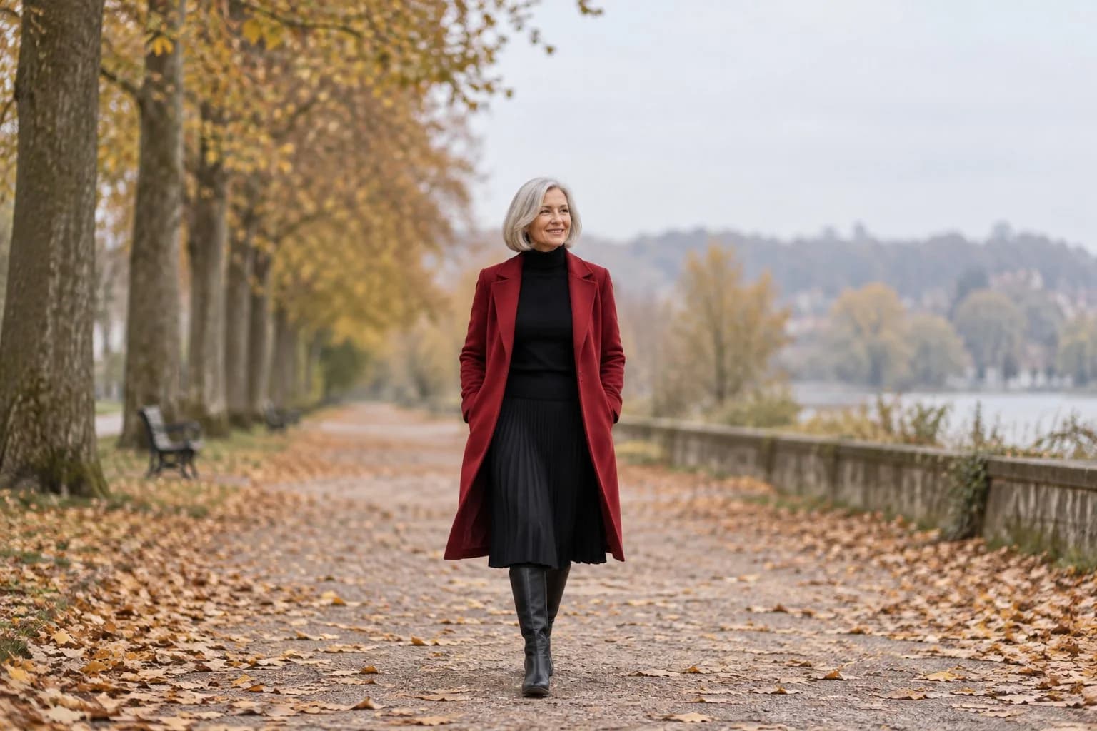 Frau ab 50 im Herbst-Outfit – Rock und Stiefel kombinieren ab 50: 15 Herbst-Outfits