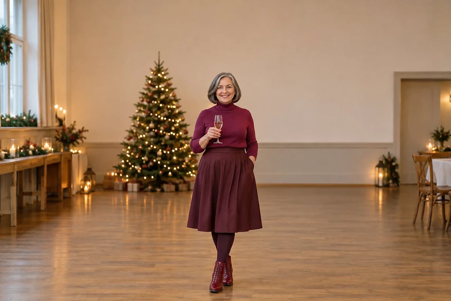Frau ab 50 im Herbst-Outfit – Weihnachtsfeier-Outfits ab 50: 15 stilvolle Looks