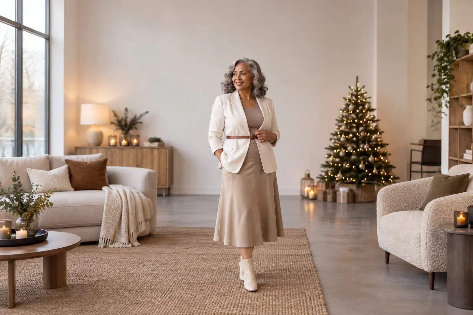 Frau ab 50 im Herbst-Outfit – Weihnachtsfeier im Büro ab 50: 15 stilvolle Outfit-Ideen